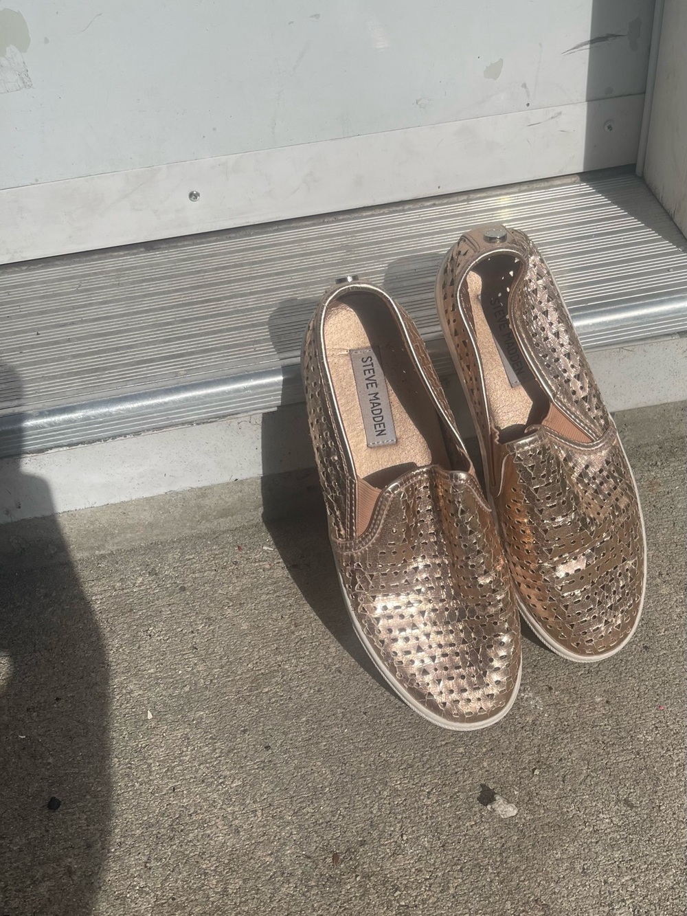 Steve Madden Metallic Rose Gold Slip-On Loafers